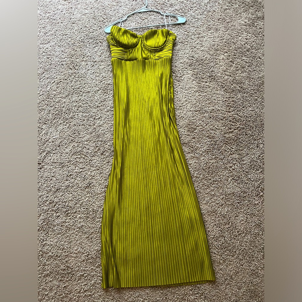 Olive Green strapless dress from Hello Molly